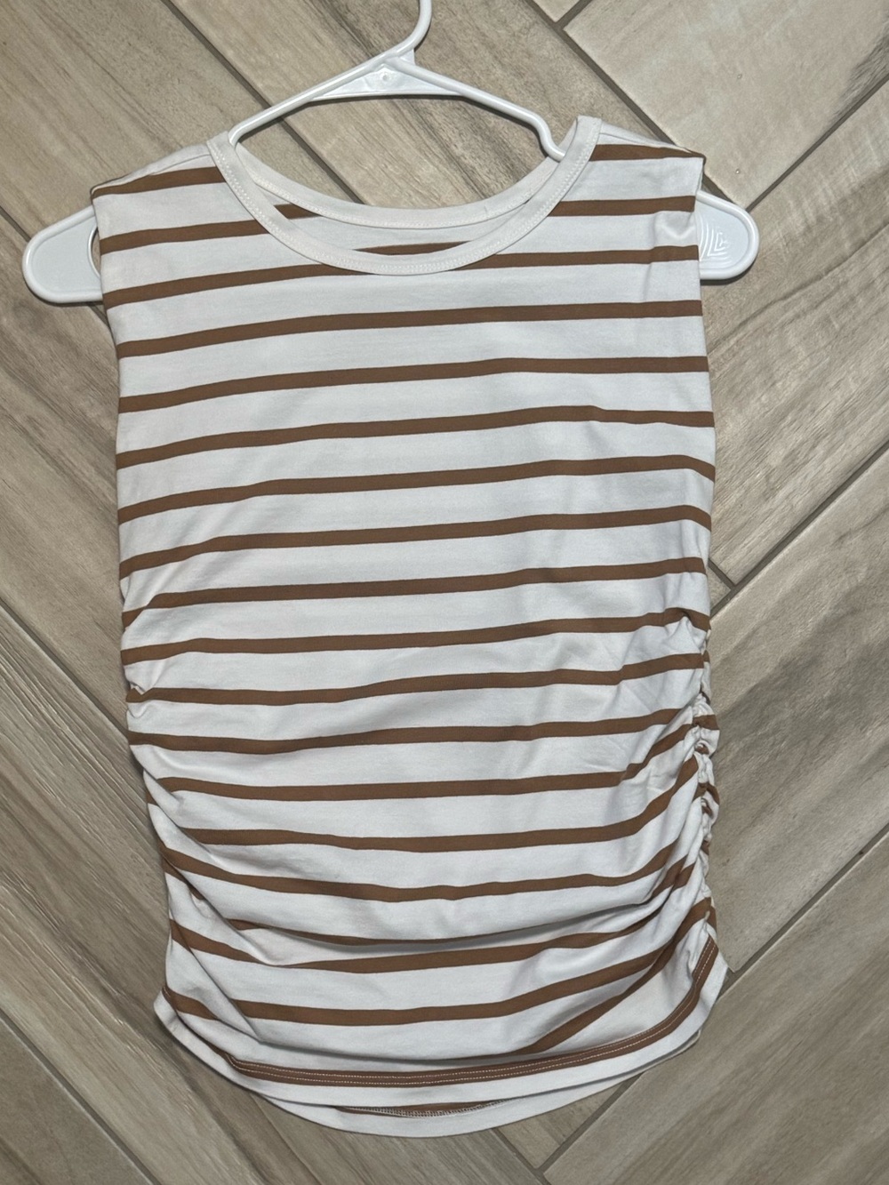 LOFT Sleeveless Brown Stripe Ruched Tank Top - Women
